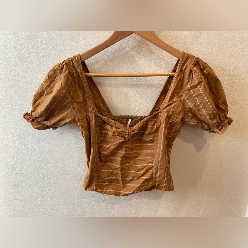 Free people mustard cropped blouse